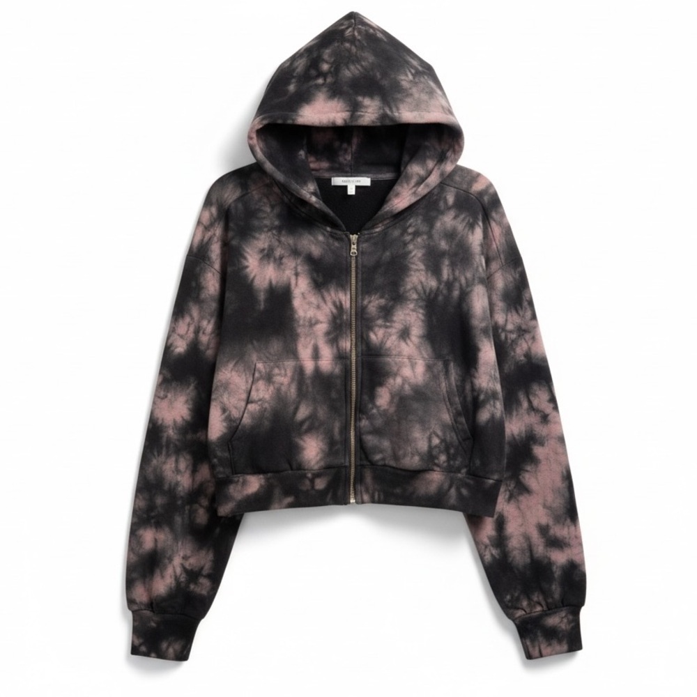 Young Fabulous & Broke YFB Tie Dye Cropped Hoodie Full Zip Jacket Cotton Light M
